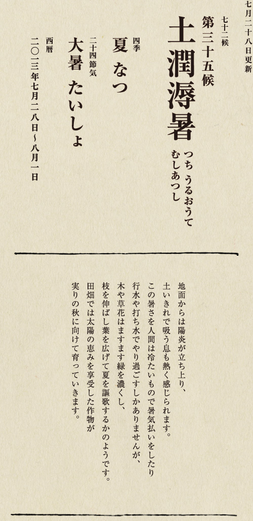 紅色の染料や食用油をとるために栽培されるベニバナは、 古代エジプト時代から染料として利用されていたようです。 日本でも、『万葉集』にすでに 「末摘花」としてその名が見られます。 この頃に橙色の花をつけはじめ、 日が経つにつれ花の色は濃い紅に変わります。 一面のベニバナ畑は夏の風物詩ともいえるでしょう。