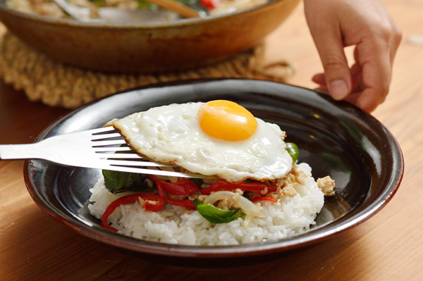 カレー皿のおいしい盛りつけかた「エスニック料理編」。