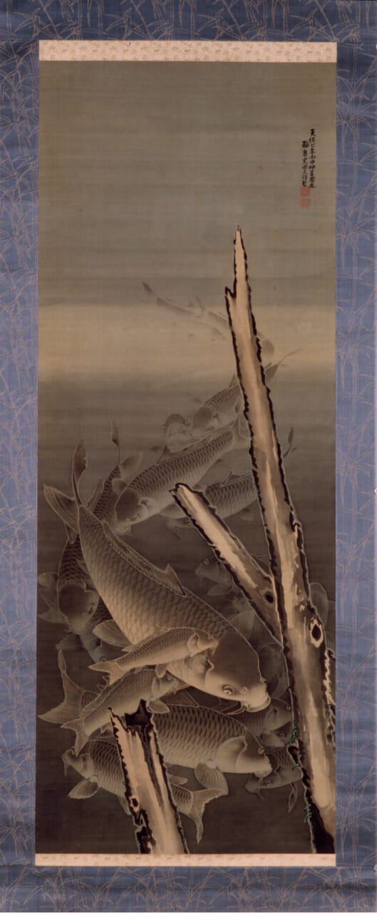 黒田稲皐《群鯉図》1827 鳥取県立美術館