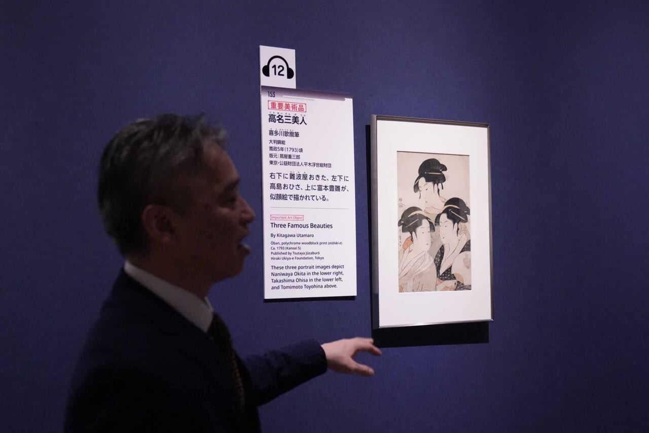 ▲重要美術品『高名三美人』(公益財団法人平木浮世絵財団)