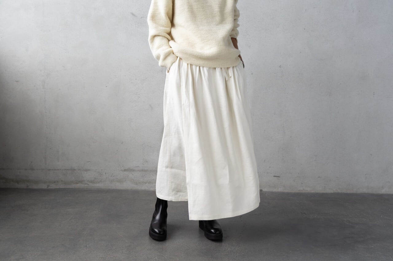 綾織絹麻巻きスカート