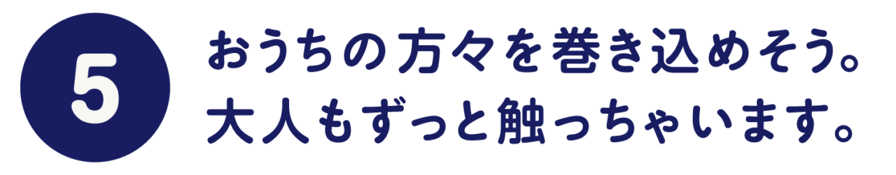 第５回　おうちの方々を巻き込めそう。 大人もずっと触っちゃいます。