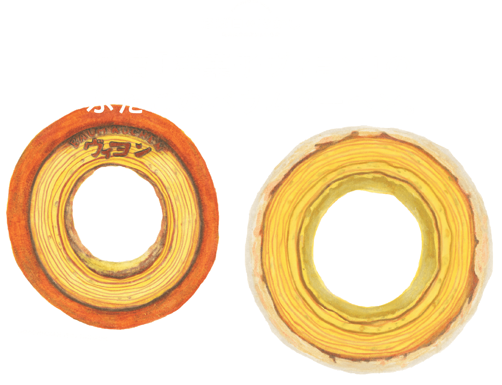 名店「洋菓子ヴィヨン」のふたごのバウムクーヘン。