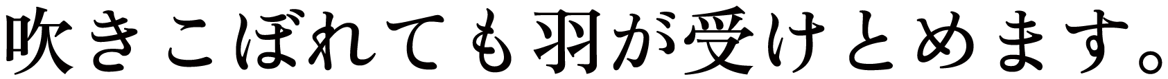 吹きこぼれても羽が受けとめます。