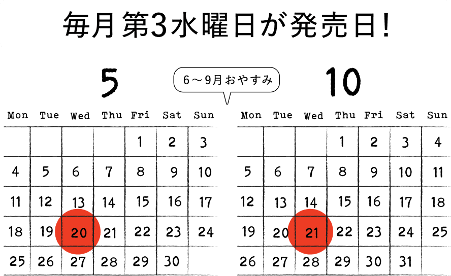 販売カレンダー ５月20日（水）と10月21日（水）に発売します