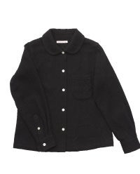 ウールの丸襟シャツ（黒）