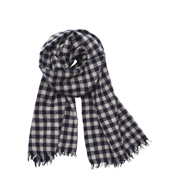 ストール（ベージュ×紺）