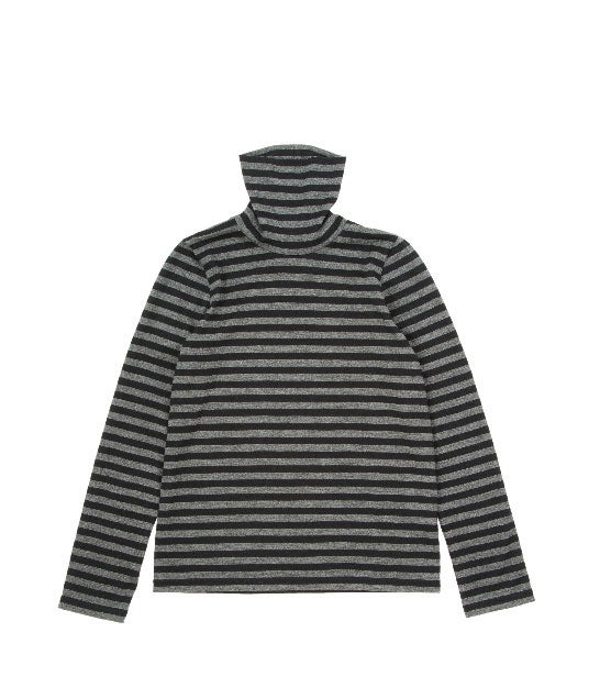 ウールのボーダータートル（グレー×黒）