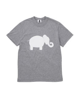 ぞうのプリントＴ（グレー×白）
