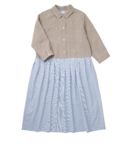 麻とコットンのシャツワンピース