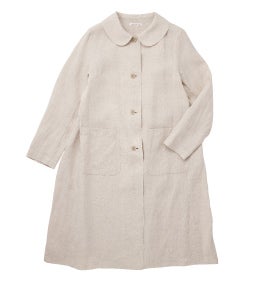 麻のまる襟コート（きなり）