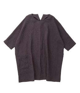 麻のざっくりワンピース（こげ茶）