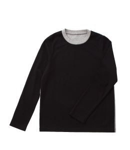 ２トーン長そでＴ（黒×グレー）