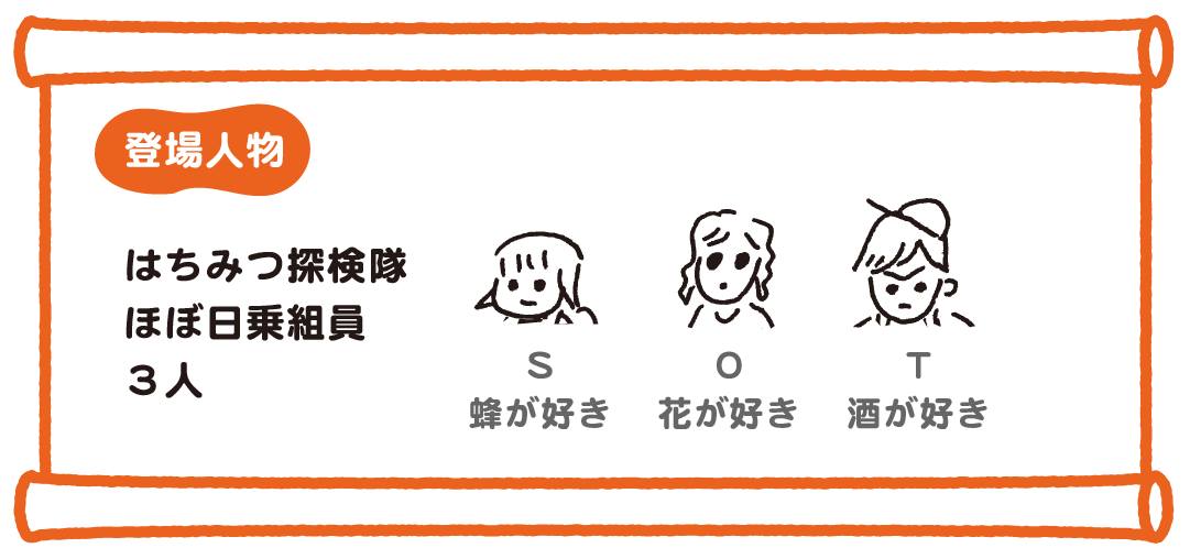 はちみつ探検隊ほぼ日乗組員３人、S　蜂が好き、O　花が好き、T　酒が好き