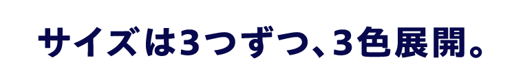 サイズは３つ、３色展開。