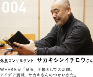 004 外食コンサルタント サカキシンイチロウさん WEEKSが「貼る」手帳として大活躍。アイデア満載、サカキさんのつかいかた。