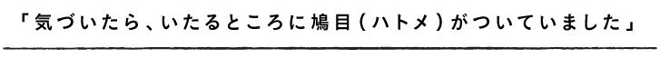 「気づいたら、いたるところに鳩目（ハトメ）がついていました」