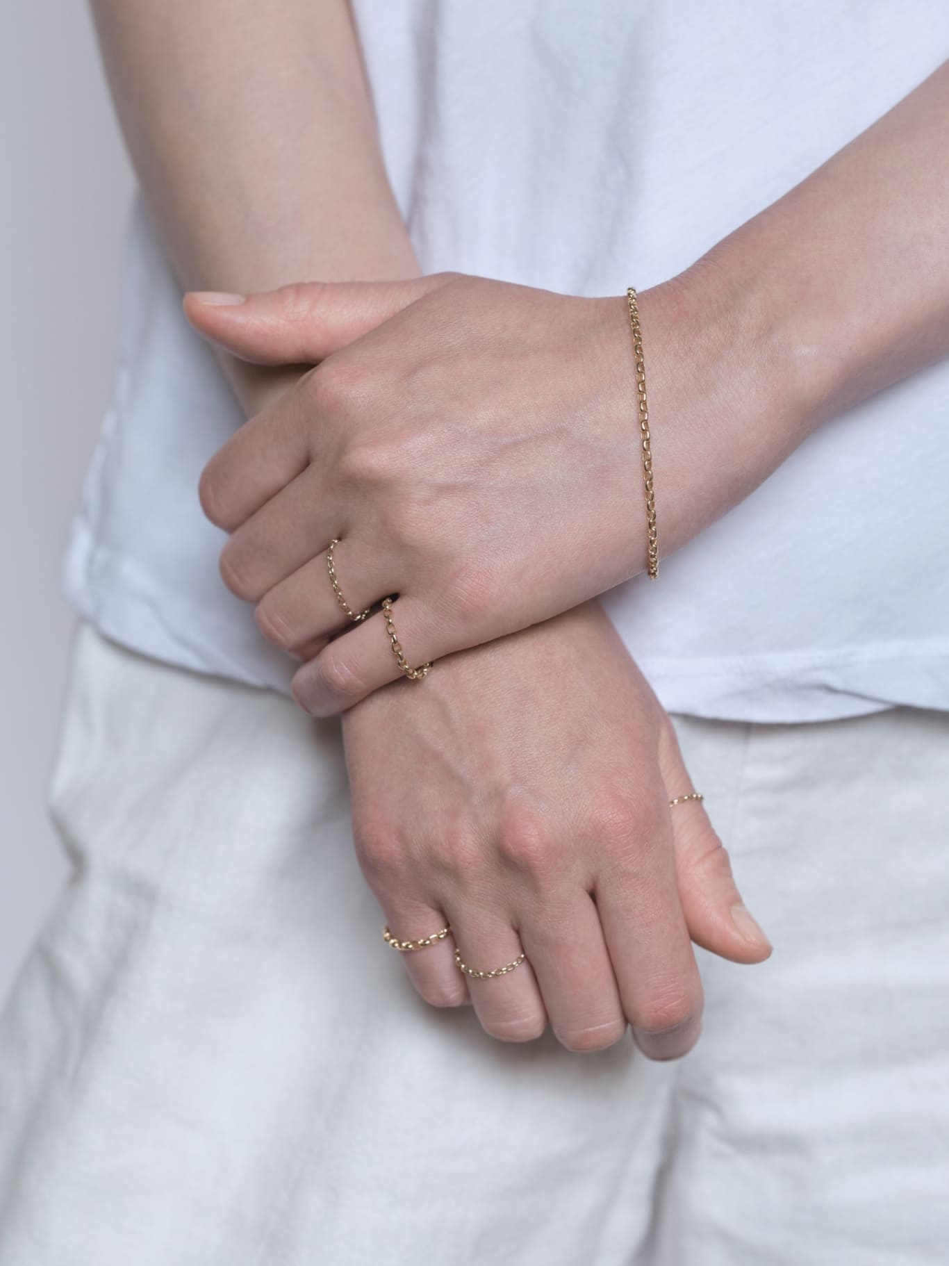 ひとさじのジュエリー une pincée | Gold Oval Chain Bracelet／10Kt Gold, Gold Chain Ring・narrow／10kt Gold の画像