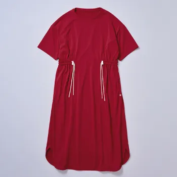 夏サラ ウエストギャザーワンピース レッド