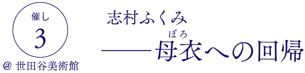 催し３　＠ 世田谷美術館
　
志村ふくみ
――母衣(ぼろ)への回帰